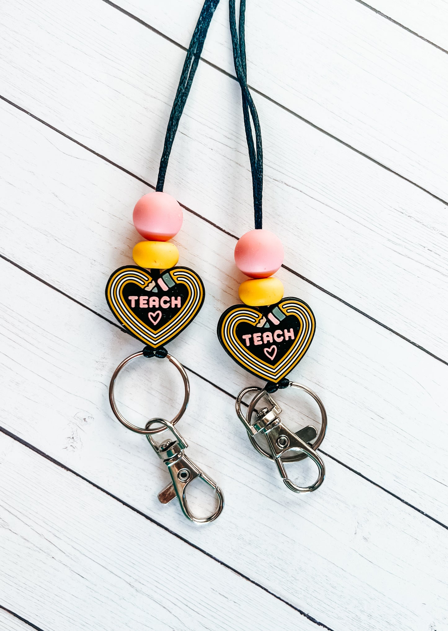 Teacher Pencil Heart Lanyard